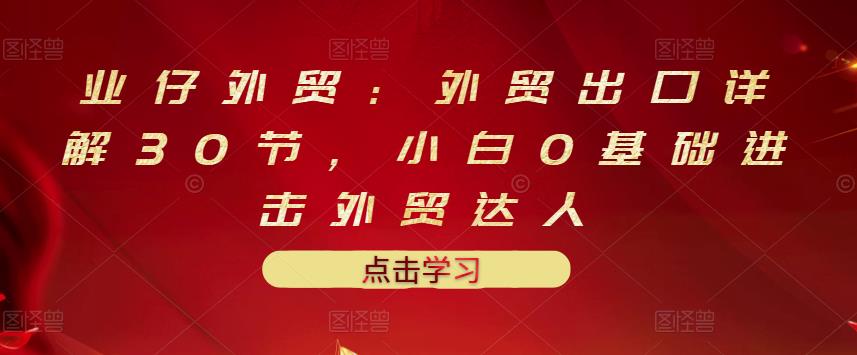 业仔外贸：外贸出口详解30节，小白0基础进击外贸达人 价值666元-宝贝POS网