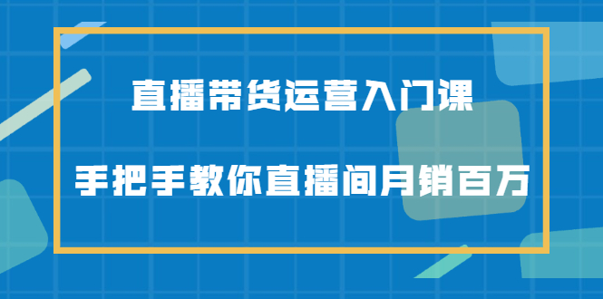 直播带货运营入门课，手把手教你直播间月销百万-宝贝POS网