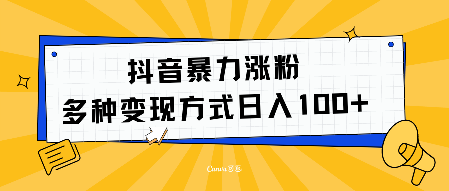 抖音暴力涨粉：多方式变现 日入100+-宝贝POS网