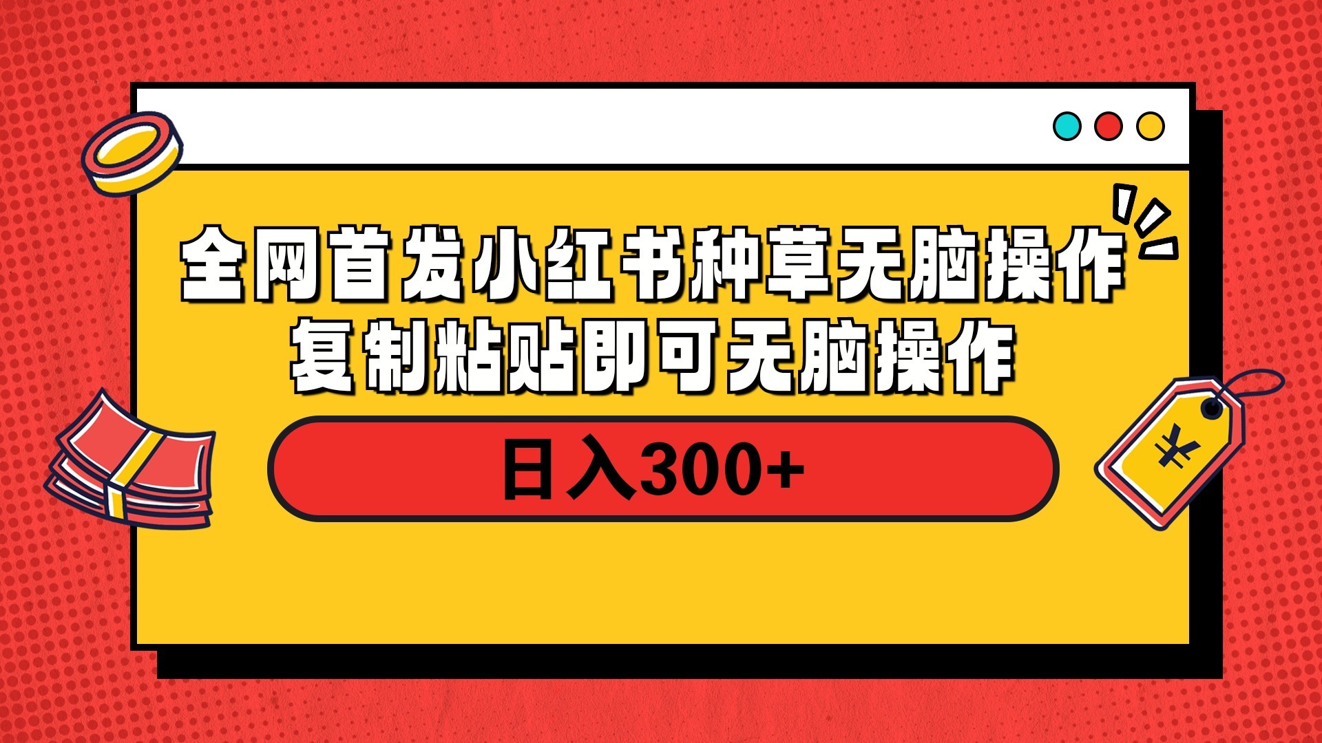 全网首发 小红书种草无脑操作复制黏贴即可 轻松日入300+-宝贝POS网
